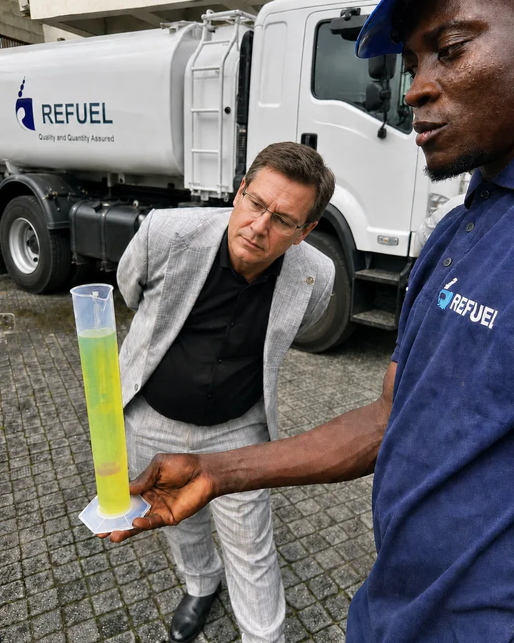 Refuel Energy Limited quality assurance activity beside an energy delivery truck